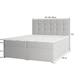 Masseno Lit Boxspring PALMA 180X200 CM SORO 40, Jaune, Lit avec matelas et rangement