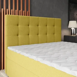 Masseno Lit Boxspring PALMA 180X200 CM SORO 40, Jaune, Lit avec matelas et rangement