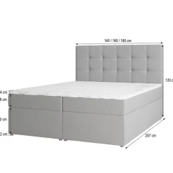 Masseno Lit Boxspring PALMA 160X200 CM INARI 22, Beige, Lit avec matelas et rangement New