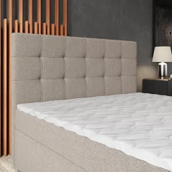 Masseno Lit Boxspring PALMA 160X200 CM INARI 22, Beige, Lit avec matelas et rangement New