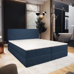 Masseno Lit Boxspring PELLIO 160X200 CM POSO 05, Bleu, Lit avec matelas et rangement Online