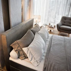 Masseno Lit Boxspring PELLIO 180X200 CM MONOLITH 09, Beige, Lit avec matelas et rangement Clearance