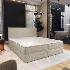 Masseno Lit Boxspring PELLIO 160X200 CM QUELLE 05, Beige, Lit avec matelas et rangement