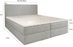 Masseno Lit Boxspring PELLIO 160X200 CM QUELLE 05, Beige, Lit avec matelas et rangement