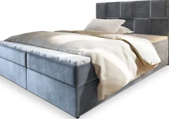 Masseno Lit Boxspring PRATA 180X200 CM PAROS 05, Gris clair, Lit avec matelas et rangement