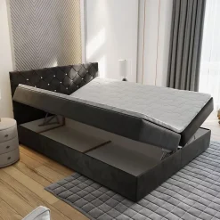 Masseno Lit Boxspring RIVA 180X200 CM MAGIC VELVET 2258, Rose, Lit avec matelas et rangement Best
