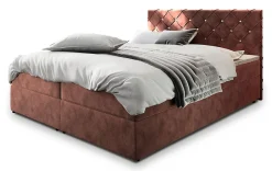 Masseno Lit Boxspring RIVA 160X200 CM MAGIC VELVET 2258, Rose, Lit avec matelas et rangement