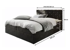 Masseno Lit Boxspring RIVA 140X200 CM MAGIC VELVET 2225, Vert foncé, Lit avec matelas et rangement