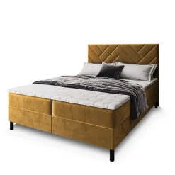 Masseno Lit Boxspring ROKIS 160X200 CM MONOLITH 48, Jaune, Lit avec matelas et rangement Outlet