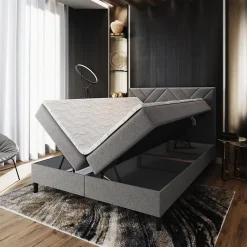 Masseno Lit Boxspring ROKIS 160X200 CM MONOLITH 04, Crème, Lit avec matelas et rangement Sale