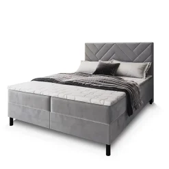 Masseno Lit Boxspring ROKIS 140X200 CM MONOLITH 84, Gris clair, Lit avec matelas et rangement Hot