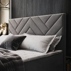 Masseno Lit Boxspring ROKIS 140X200 CM MONOLITH 84, Gris clair, Lit avec matelas et rangement Hot