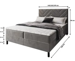 Masseno Lit Boxspring ROKIS 140X200 CM MONOLITH 84, Gris clair, Lit avec matelas et rangement Hot