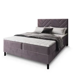 Masseno Lit Boxspring ROKIS 180X200 CM MONOLITH 62, Lilas, Lit avec matelas et rangement