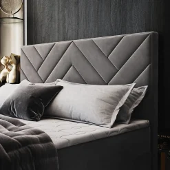 Masseno Lit Boxspring ROKIS 180X200 CM MONOLITH 62, Lilas, Lit avec matelas et rangement