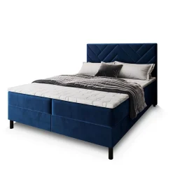 Masseno Lit Boxspring ROKIS 140X200 CM MONOLITH 77, Bleu, Lit avec matelas et rangement