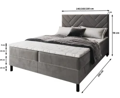 Masseno Lit Boxspring ROKIS 140X200 CM MONOLITH 77, Bleu, Lit avec matelas et rangement