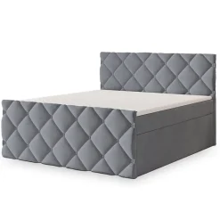 Masseno Lit Boxspring ROVARI 160X200 CM KRONOS 15, Gris, Lit avec matelas et rangement Outlet