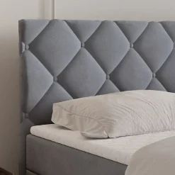 Masseno Lit Boxspring ROVARI 160X200 CM KRONOS 15, Gris, Lit avec matelas et rangement Outlet