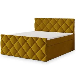Masseno Lit Boxspring ROVARI 180X200 CM KRONOS 01, Jaune, Lit avec matelas et rangement