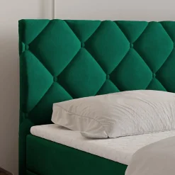 Masseno Lit Boxspring ROVARI 140X200 CM KRONOS 19, Vert foncé, Lit avec matelas et rangement