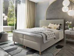 Masseno Lit Boxspring SANTA 180X200 CM PAROS 02, Beige, Lit avec matelas et rangement