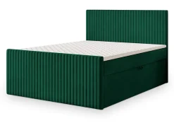 Masseno Lit Boxspring TERVAN 140X200 CM KRONOS 19, Vert foncé, Lit avec matelas et rangement Best