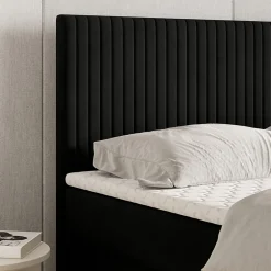 Masseno Lit Boxspring TERVAN 160X200 CM KRONOS 07, Noir, Lit avec matelas et rangement