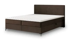 Masseno Lit Boxspring TORREL 160X200 CM POSO 06 + KRONOS 06, Marron, Lit avec matelas et rangement