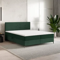 Masseno Lit Boxspring TORREL 160X200 CM POSO 14 + KRONOS 14, Vert foncé, Lit avec matelas et rangement Online