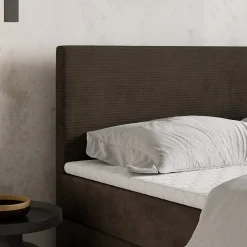 Masseno Lit Boxspring TORREL 180X200 CM POSO 06 + KRONOS 06, Marron, Lit avec matelas et rangement
