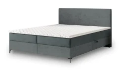 Masseno Lit Boxspring TORREL 140X200 CM POSO 60 + PAROS 06, Gris, Lit avec matelas et rangement