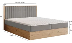 Masseno Lit Boxspring VARELI 140X200 CM SORO 97, Graphite, Lit avec matelas et rangement Discount