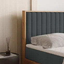 Masseno Lit Boxspring VARELI 140X200 CM SORO 97, Graphite, Lit avec matelas et rangement Discount