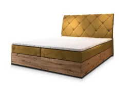 Masseno Lit Boxspring VELLANO 160X200 CM KRONOS 01, Jaune, Lit avec matelas et rangement New