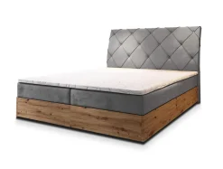 Masseno Lit Boxspring VELLANO 140X200 CM PAROS 05, Gris clair, Lit avec matelas et rangement