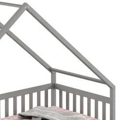Idimex Lit cabane asymétrique ALVA avec tiroirs, 90 x 200 cm en pin massif lasuré gris Best