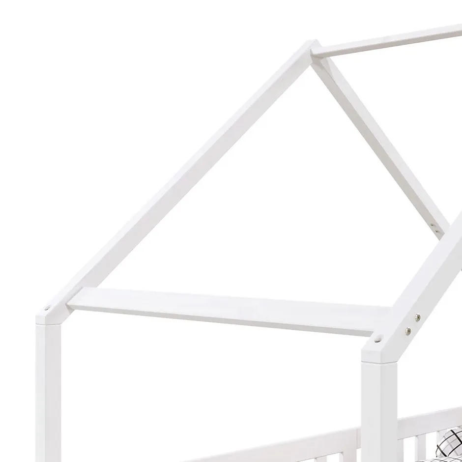 Idimex Lit cabane asymétrique CORA 90 x 190 cm en pin massif lasuré blanc Best