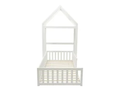 Enfant Vente-unique Lit cabane 90 x 190 cm - Pin et MDF - Blanc - VARLAINE