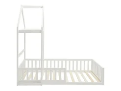 Enfant Vente-unique Lit cabane 90 x 190 cm - Pin et MDF - Blanc - VARLAINE