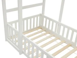 Enfant Vente-unique Lit cabane 90 x 190 cm - Pin et MDF - Blanc - VARLAINE