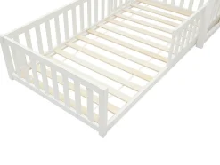 Enfant Vente-unique Lit cabane 90 x 190 cm - Pin et MDF - Blanc - VARLAINE