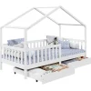 Enfant Idimex Lit cabane ELEA avec tiroirs, 90 x 200 cm en pin massif lasuré blanc