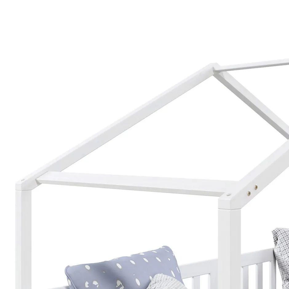 Enfant Idimex Lit cabane ELEA avec tiroirs, 90 x 200 cm en pin massif lasuré blanc