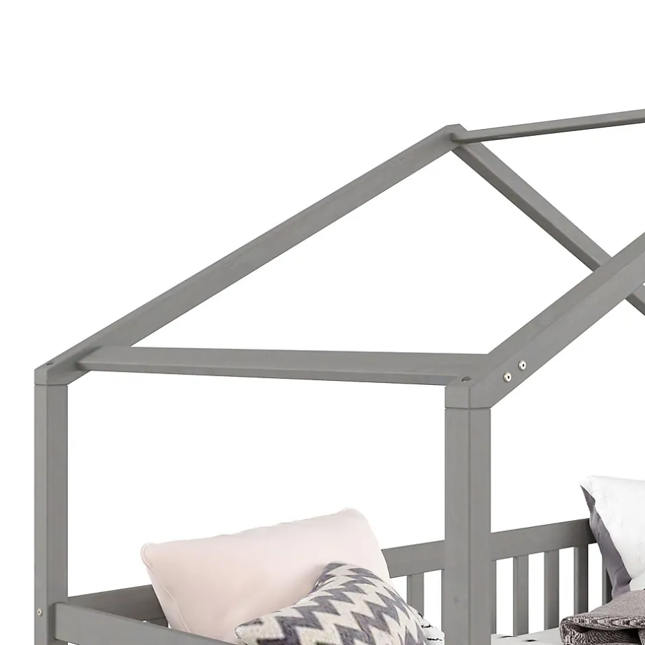 Idimex Lit cabane ELEA avec tiroirs, 90 x 200 cm en pin massif lasuré gris Best
