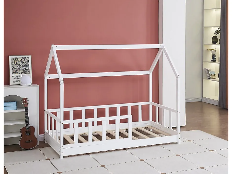 Enfant Habitat Et Jardin Lit cabane en bois "Charlotte" Blanc 80 x 160 cm