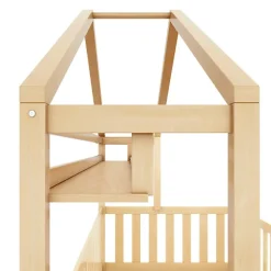 ModernLuxe Lit cabane enfant 90x200cm - avec 2 tiroirs - bois massif avec sommier à lattes - naturel (sans matelas) Hot