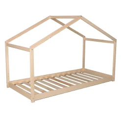 Enfant Bb Loisir Lit cabane enfant 90x190cm bois massif KITO Naturel inclus sommier
