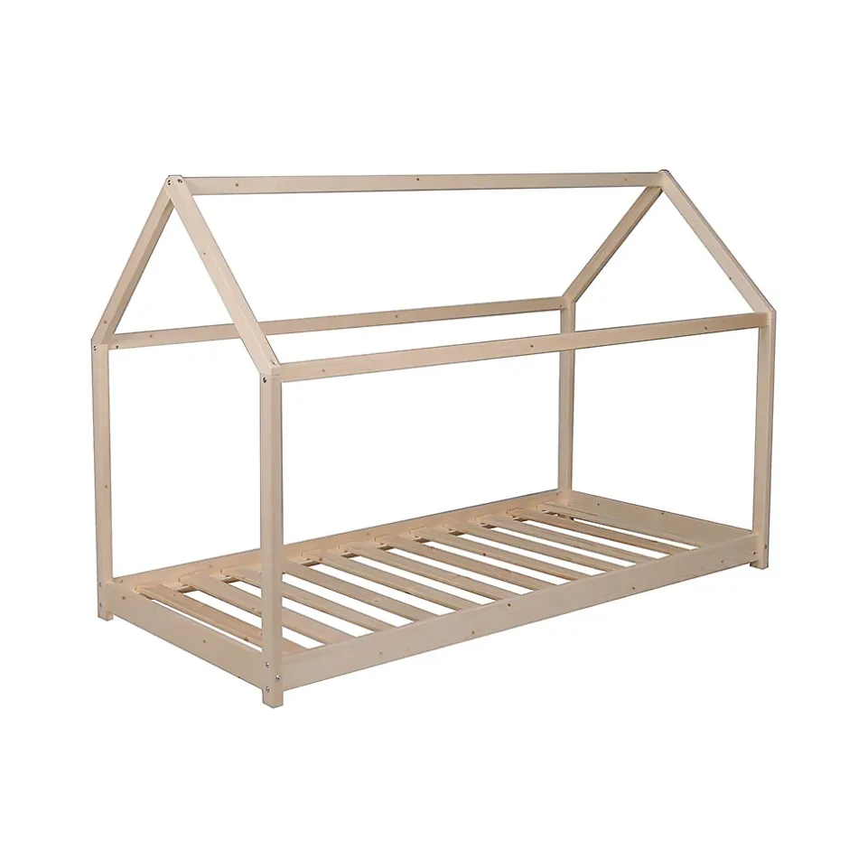 Bb Loisir Lit cabane enfant 70x140cm bois massif PANDOU Naturel inclus sommier Discount