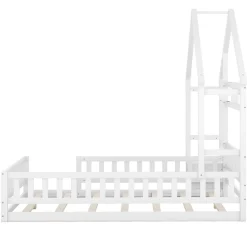 ProximaX Lit cabane enfants 140 x 200 cm avec rangements et garde-corps avec tables de chevet, blanc Sale